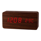 Reloj Despertador Tipo Madera Led Rectangula Moderno  Ak82