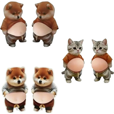6 Stickers De Perro Y Gato 3d Mochi Squishy, Lindos