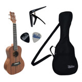 Kit Ukulele  Concert 23k Profissional + Capotraste + Bag