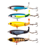 Kit Con 5 Señuelos De Pesca Superficial Whopper Plopper 