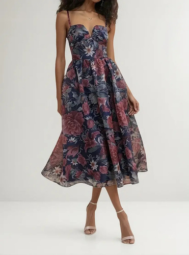 Vestido Largo Con Volantes Elegante