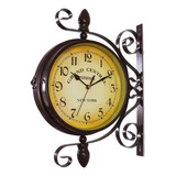 Reloj De Pared Vintage De Doble Cara Railway Station Dec