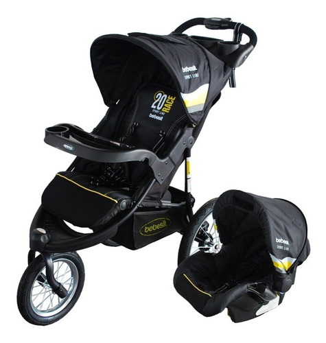 Coche Para Bebe + Portabebés Tipo Jogger X7 Sport 4 En 1 Color Negro