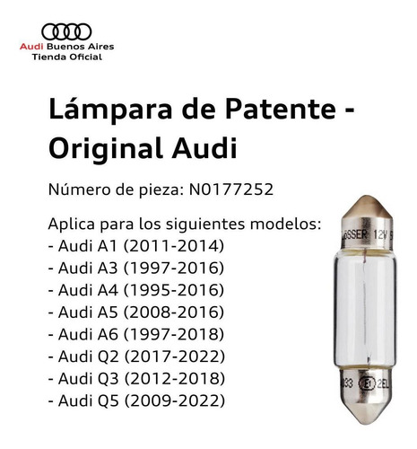 Lmpara De Patente Audi A1 Sportback 2013 Al 2016 Foto 2