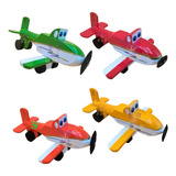 Juguetes Didácticos Aviones Cars Juego Madera Fina Pack 4 Pz