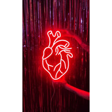 Cartel Corazón Anatómico En Neón Led Deco - Luminoso