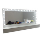 Espejos De Maquillaje 1.35 X 80 16 Luces Con Mesa  Incluye Ménsulas. Led. Camerinos,estilo Hollywood, Makeup Todoespejos
