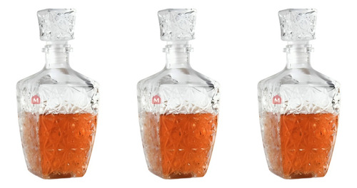 Set X 3 Botellón Whisky Whiskera Labrado 800 Ml 