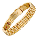 Pulsera Magnética De Oro 24k Germanio Neodimio Iones Infrarr