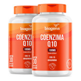 Kit 2x Coenzima Q10 100mg, 30cps, Coq-10 Ubiquinona, Biogens Sabor Sem Sabor