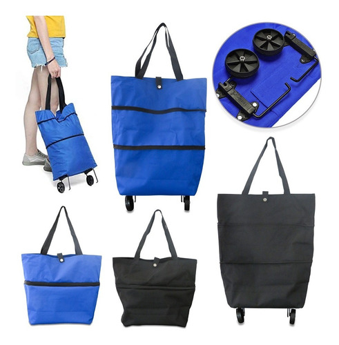 Carrito Shopping Bag Zipper Compras Mercado Plegable Ruedas 