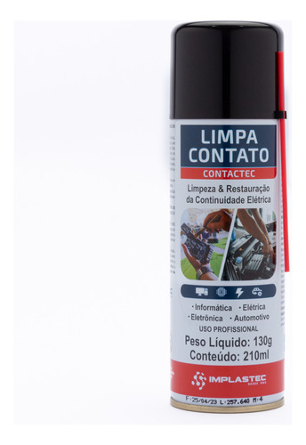 Limpa Contato Elétrico Eletrônico Conectores 210ml Implastec