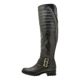 Bota Montaria Feminina Over Couro Confort 9111 Preto