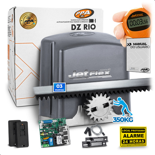 Kit Motor Portão Eletrônico Ppa Dz Rio 350 Jetflex Rápido 4s