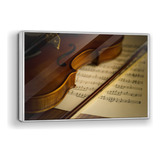 Cuadro De Acrílico Con Marco Violin Y Notas 60x90cm