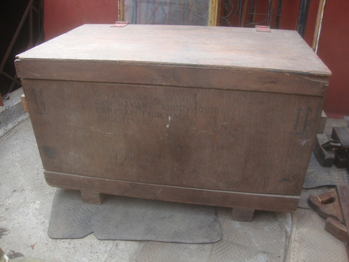 1/2-antiguo Baul Industrial Madera 1 Metro X 55,5 X 58 Alto