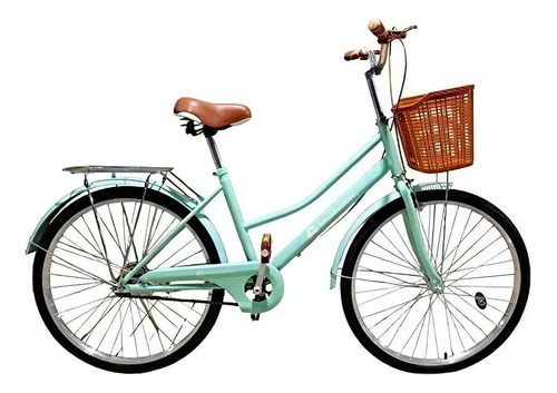 Bicicleta Urbana De Paseo R29 Doble Freno Vintage Canastilla Color Azul Turquesa