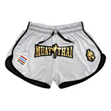 Short Calção Muay Thai Treino Dry Fit Branco Titanio Unissex