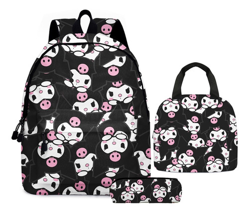 3pcs/set Kuromi Mochila Escolar Lonchera Lápices Bolsa