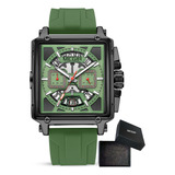 Relojes De Cuarzo Cronógrafo Luminoso Megir 2233g Color De La Correa Verde