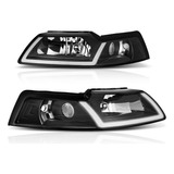 Par Faros Principales Ford Mustang 99-04 Oscuro Drl Tira Led