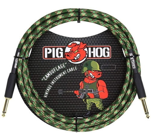 Cable Guitarra Bajo Ukulele 3m 1/4 Pig Hog Pch10cf Verde +