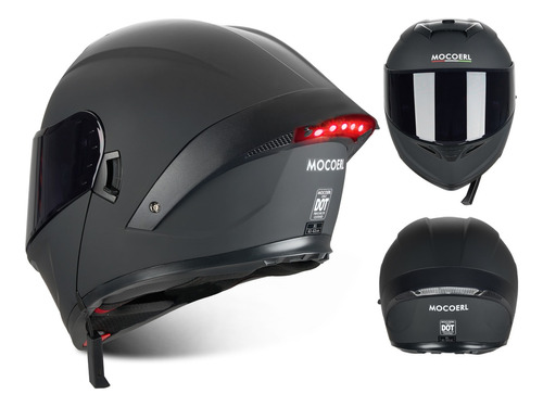 Casco Moto Abatible Certificado Dot Con Bluetooth Luz Led