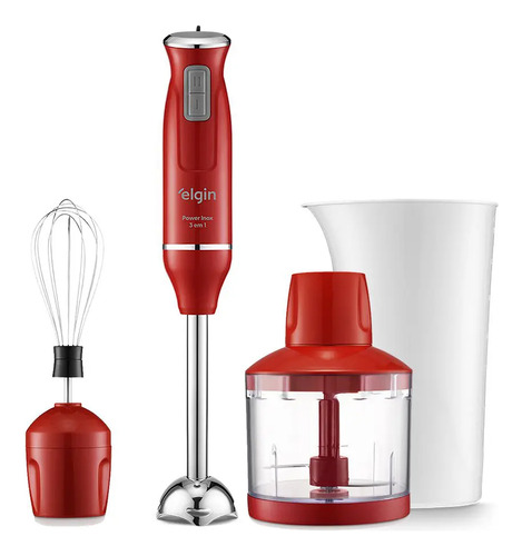 Mixer Power Inox 600w 3 Em 1 Vermelho Elgin