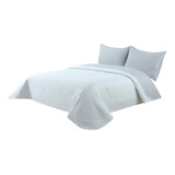 Cubrecama King Size 290x250 Cm Quilt Bicolor Con 2 Fundas De Almohada Color Blanco Y Gris