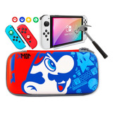 Estuche + Vidrio + Caps Super Mario Para Nintendo Switch Kit