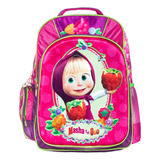 Mochila Masha Y El Oso 3d Primaria Ruz Color Rosa Diseño De La Tela Liso