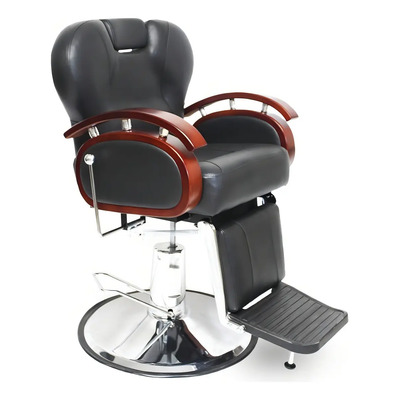Sillon Barbero Peluqueria Silla Barberia Uso Rudo Madera Color Negro Forma De La Base Redonda Tipo De Respaldo Reclinable
