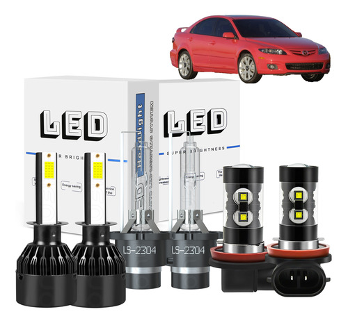 20,000lm Juego De Focos Hid Led 6000k Para Mazda 6 2006-2008