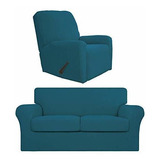 Fundas Easy-going Para Sofa Impermeable 2 Piezas Color Azul