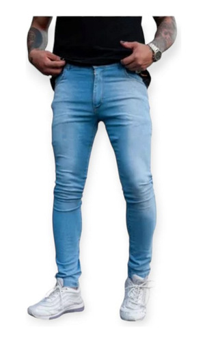 Pantalón Jeans Hombre Chupín Elastizado Sin Roturas Colores