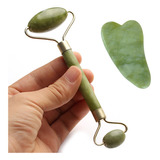 1 Rodillo Facial Y 1 Gua Sha Jade Rejuvenece La Piel