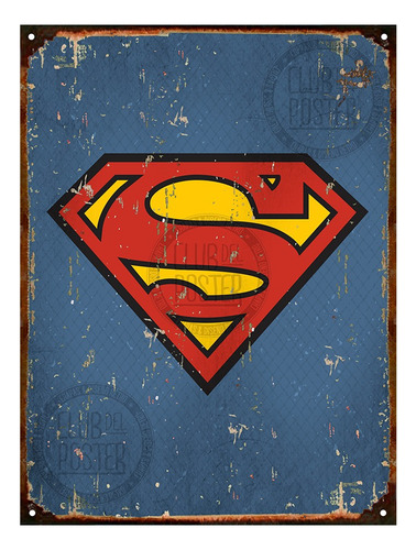 Cartel Chapa Vintage Superheroes Varios 30x40cm Superheroe