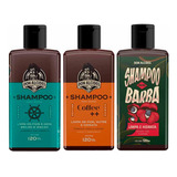 Kit 3x Shampoo Barba Calico Jack Coffee Guaraná Don Alcides