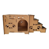 Cama Beliche P/ Gato Pet C/ Desenho Laser C/ Escada Mdf 6mm