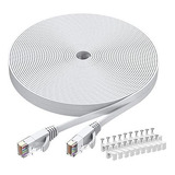 Cable Ethernet Cat6, 75 Pies, Blanco, Cat6, Plano, Rj45...