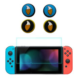 Combo Vidrio + 4 Grips/caps Pokemon Compa Nintendo Switch