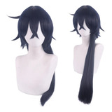 Peluca Larga Para Cosplay Wig Vanitas, Color Negro Y Azul