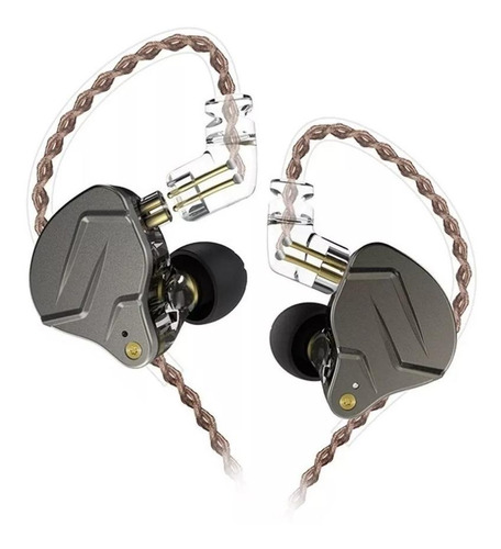 Fone De Ouvido In-ear Kz Zsn Pro Sem Microfone Cinza + Nf