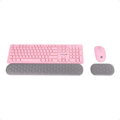 Kit Combo Rosa Teclado Inalámbrico Con Descansa Muñecas | Meses sin interés