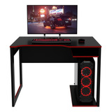 Mesa Escritorio Para Pc Gamer 105 Cm Largo - 4161 Color Negro/rojo