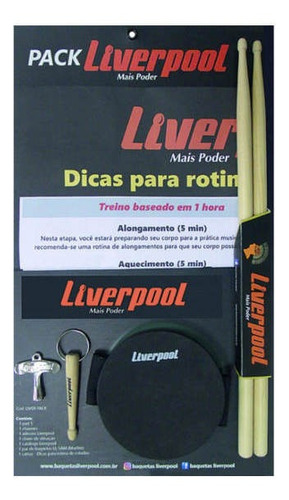 Kit De Estudo Liverpool Pad, Baqueta, Chave Afinação E Poste Cor Preto