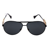 Lentes De Sol Versace Ve2249 1261/87 Negro/dorado Unisex Lente Negro Varilla Negro Matte Armazón Negro Diseño Aviador