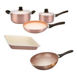 Set Ollas Sarten Asad Wok Cerámica Antiadherente 7pz Hudson