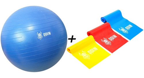 Kit Elastico Treino Thera Band + Bola Pilates 75 Cm Odin Fit