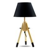 Abajur Moderno Luminária Isabeline Madeira Grande Preto 50cm